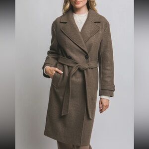 Brown Trench Coat | L | NWT Belted Classic Long Coat Jacket